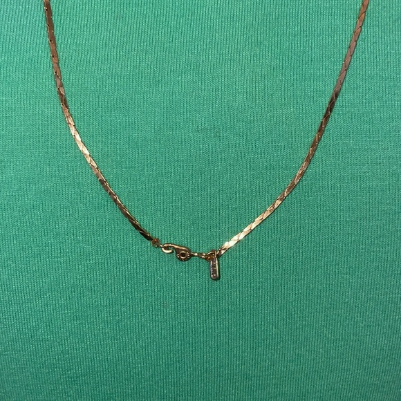 Vintage 1960’s Porcelain floral necklace on gold chain.  30” - Picture 4 of 5